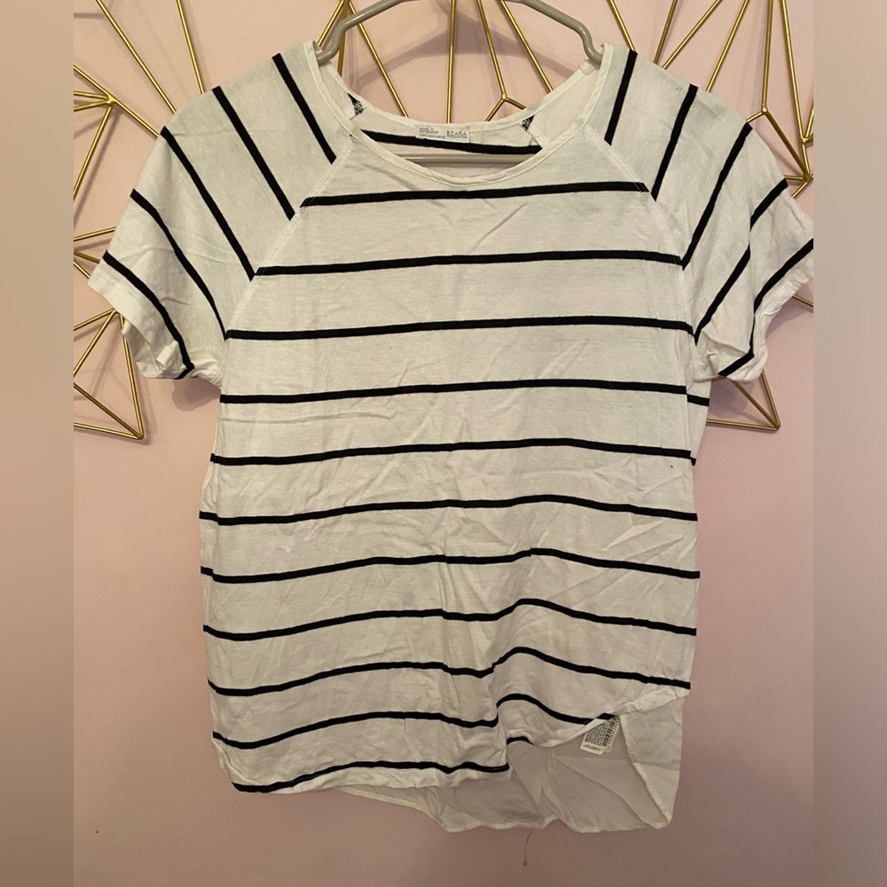 Zara small tee shirt - white with black stripes